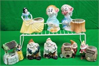 8 Ceramic Snow White & the 7 Dwarfs Pieces