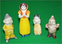 4 Bisque Snow White Character Figurines