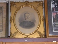 Antique Portrait Drawing in Frame