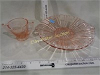 2 Vintage Pink Glass Dishes