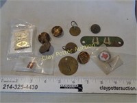 Collection of Vintage Tags, Buttons, Pins etc...