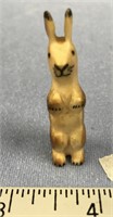 Carved fossilized ivory rabbit 2" tall signed  don