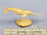 Narwhale made from fossilized walrus ivory, 5.5" l