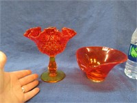 2 amberina art glass bowls (viking & fenton)