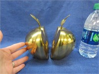 solid brass apple bookends - heavy