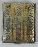 Srterling & 14K Gold Inlaid Hammered Card Case
