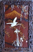 PAIR OF JAPANESE LACQUER PANELS WITH INLAYS