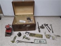 Vintage Wood Case/Box w/ Assorted Hardware