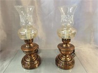 2 Copper Hurricane Style Electric Lamps