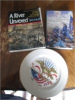 2 Civil War Books & Eagle Flag Collector Plate