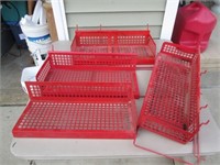 Lot of Red Metal Workbench/Peg Board Shelves
