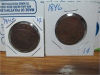 1845 & 1846 Large Braided Cents