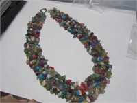 Colorful Stones Multi Strand Choker Necklace