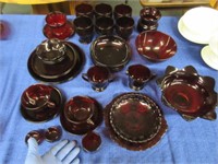 vintage 30 piece ruby red glass lot