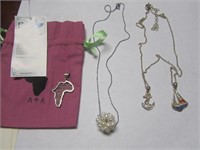 Necklace w/Beaded Ball Pendant, Necklace w/Anchor