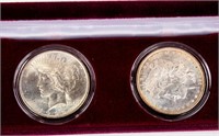 Coin  Morgan & Peace Silver Dollar in Display