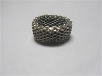 925 Silver Mesh Chain Band Ring Size 8
