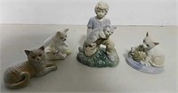 Four glazed figurines