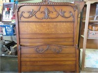 Antique Wood Bed Frame -Very Tall Headboard