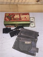 Tool Pouch on a Belt & Metal Box with Torch Tips