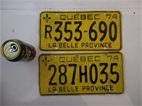 2 plaques Québec 1974
