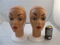 2 têtes mannequins pour perruques ou chapeaux