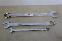 Three open end box wrenches