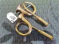 Pair Small Brass Horns