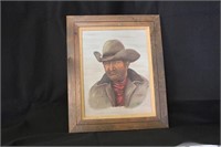 Vintage western cowboy framed art