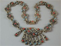 Mexican Silver Necklace with Stones