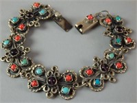 Mexican Silver Bracelet with Stones