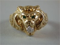14k Yellow Gold Lion Head Ring