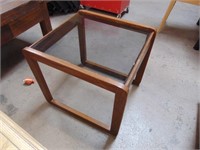 Retro Teak Wood Glass Top Side Table