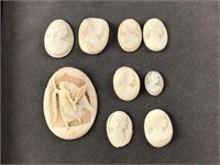 9 Unmounted Carved Cameos