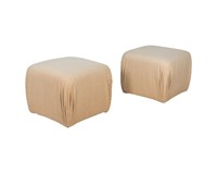 Pair Upholstered Poufs