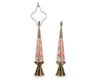 Italian Marble and Brass Pair Table Lamps