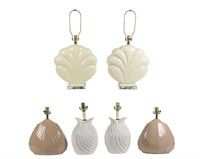Three Pair of Shell Style Lamps