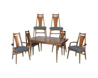 Walnut Dining Table and Six Chairs