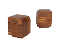 Deco Style Pair Nightstands - Signed S. Moore 1979