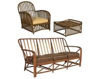 Split Reed Rattan Chair, Ottoman and Sofa