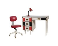Campaign Style Desk, Chair and Lamp