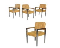 Milo Baughman Style Arm Chairs - Set of Four