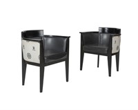 Deco Style Pair Barrel Chairs