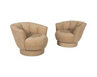 Pair Swivel Lounge Chairs