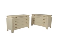 Pair Linen Wrapped Chests