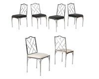 Six Chrome Dining Chairs - Signed PMJ