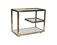 Marble Brass and Glass Serving Cart