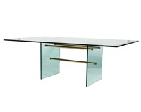 Pace Style Brass and Glass Dining Table