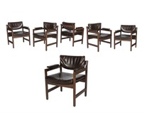 Jens Risom Style Teak Office Chairs - Set of Six