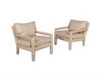 Milo Baughman Style Pair Arm Chairs